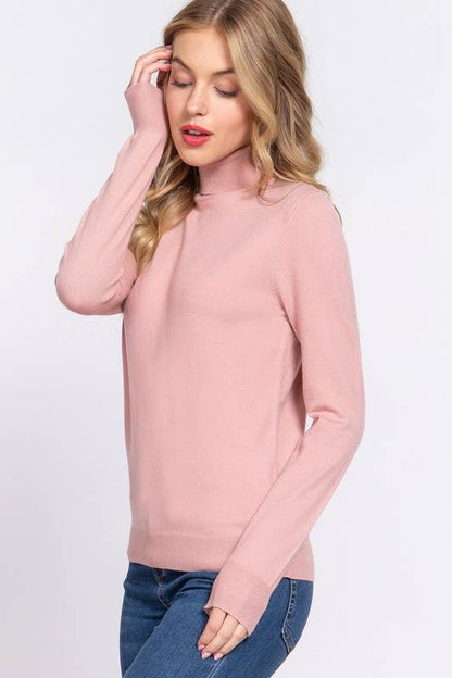 Long Sleeve Turtle Neck Basic Viscose Sweater: