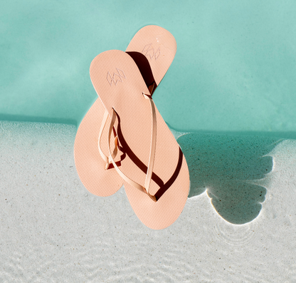 Lux Dune minimalist flip flop with thin strap and arch support in sand beige