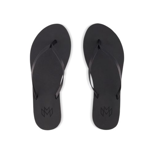 Lux Noir minimalist flip flop with thin strap and arch support in black