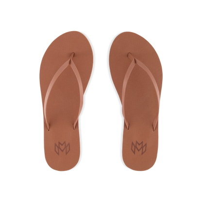 Lux Sinead minimalist flip flop with thin strap and arch support in light brown