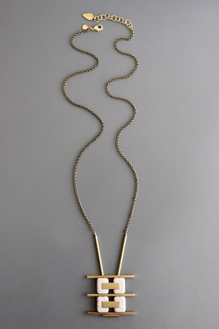 Magnesite and Brass Stack Necklace