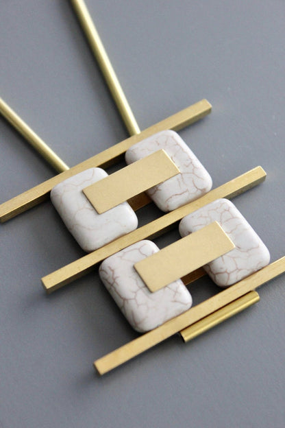 Magnesite and Brass Stack Necklace