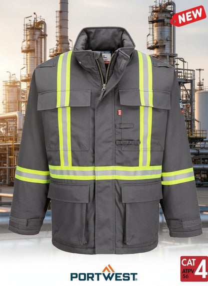 Men's Bizflame Grey 88/12 Insulated FR Winter Parka FR612GR
