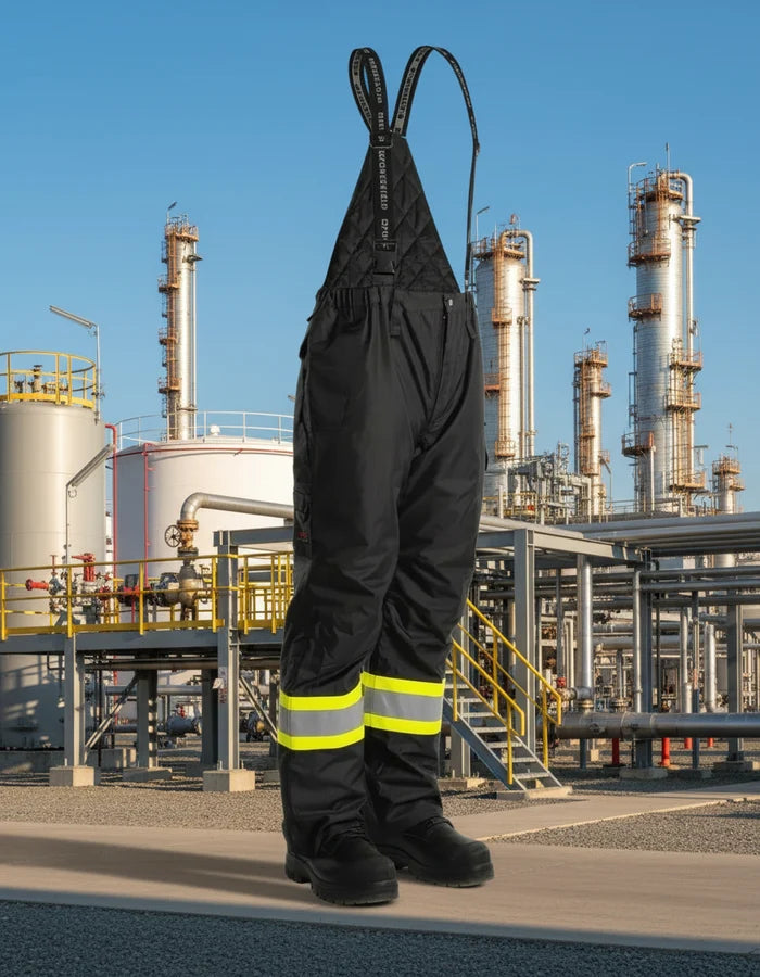Men's Black Hi-Vis FR Ripstop Light Weight Bib Pants 024-FR235-LW-BK