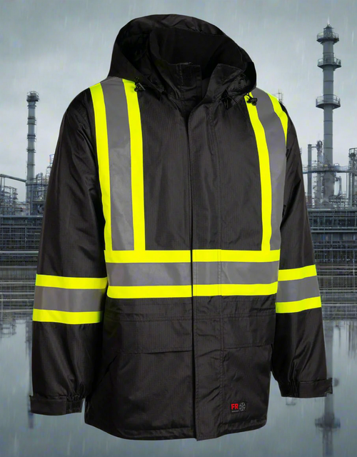 Men's Black Hi-Vis Insulated -30 FR Ripstop Waterproof Jacket replaces Viking 3907FRWJ