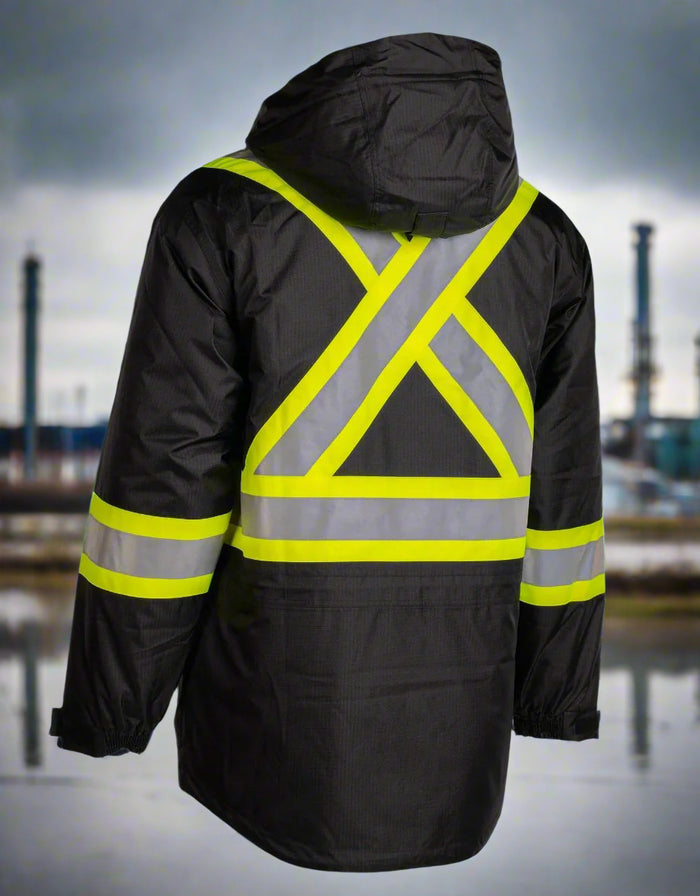 Men's Black Hi-Vis Insulated -30 FR Ripstop Waterproof Jacket 024-FR705-MW-BK