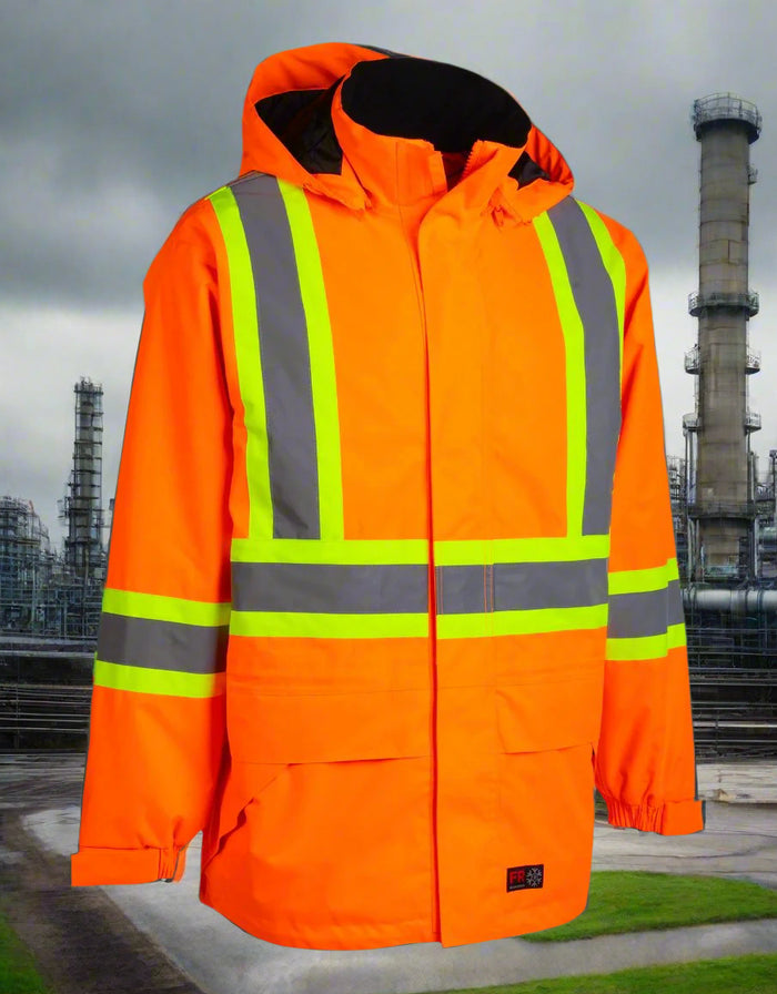 Men's Orange Hi-Vis Insulated -30 FR Ripstop Waterproof Jacket 024-FR705-MW-OR