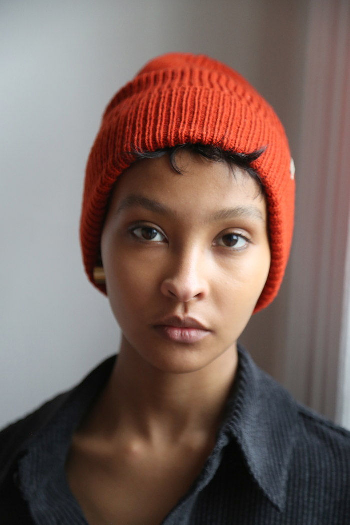 Merino Rib Hat, Burnt Orange