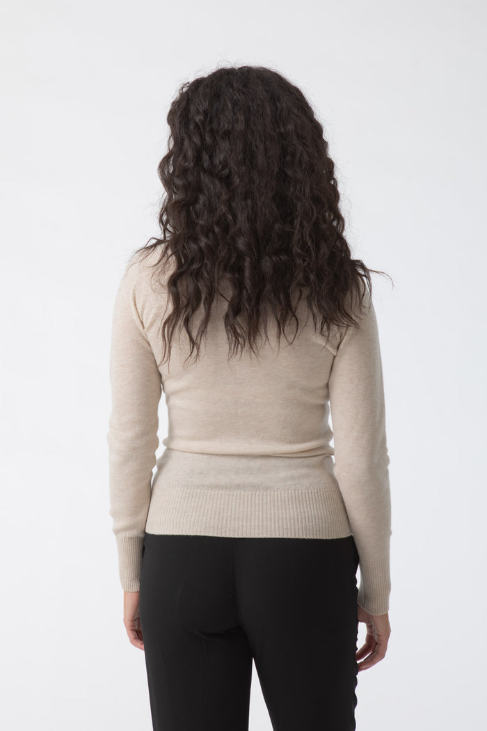 Merino Turtleneck Sweater, Almond White