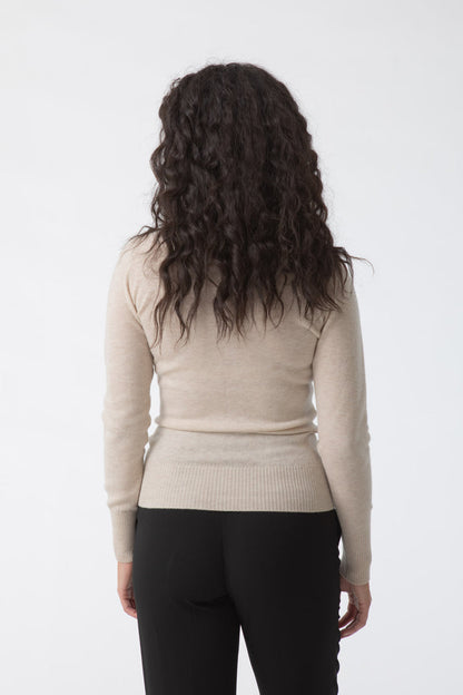Merino Turtleneck Sweater, Almond White