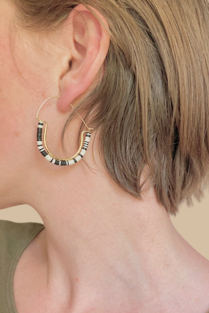 Mini Temple Hoops Black + White