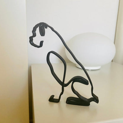 Minimalist Iron Dog Sculpture