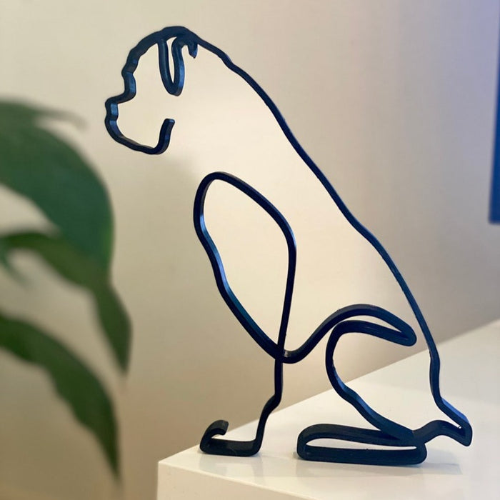 Minimalist Iron Dog Sculpture
