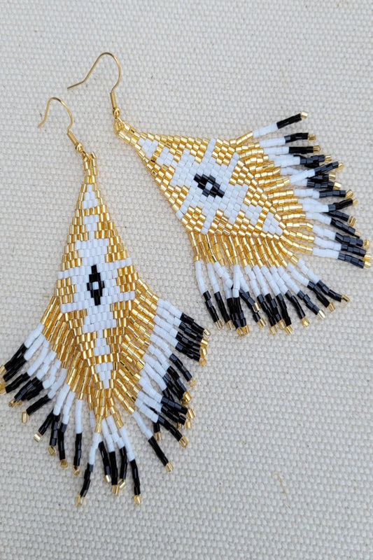 Miyuki Beaded Fringe Earrings - Day