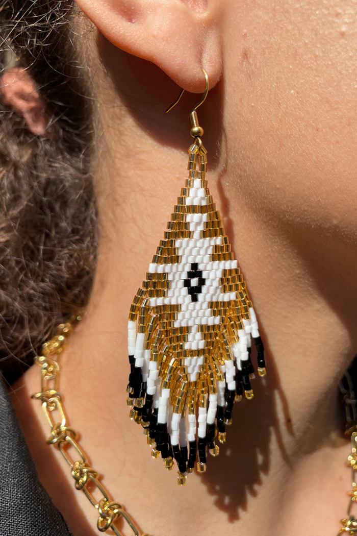Miyuki Beaded Fringe Earrings - Day