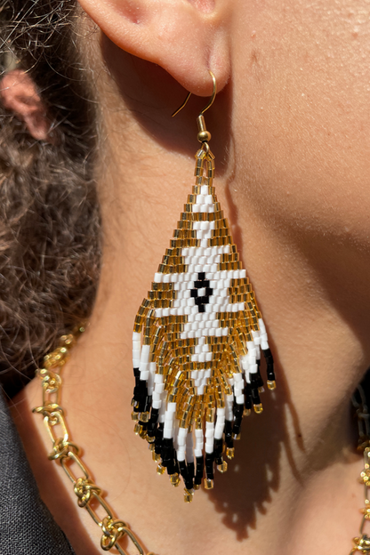 Miyuki Beaded Fringe Earrings - Day