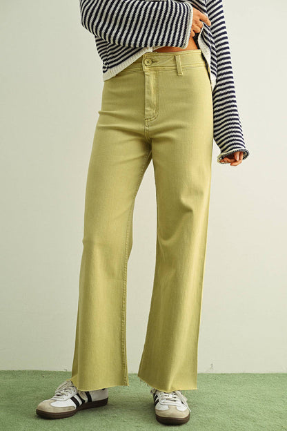 MMP623   STRAIGHT WIDE LEG DENIM PANTS: ECRU / L