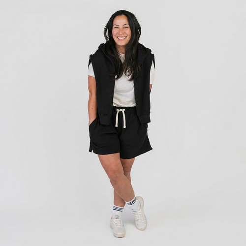 Mod Adult Shorts - 100% GOTS Certified Organic Cotton Shorts - Black - Teens and Adults - Men and Women - Made in Canada - mini mioche
