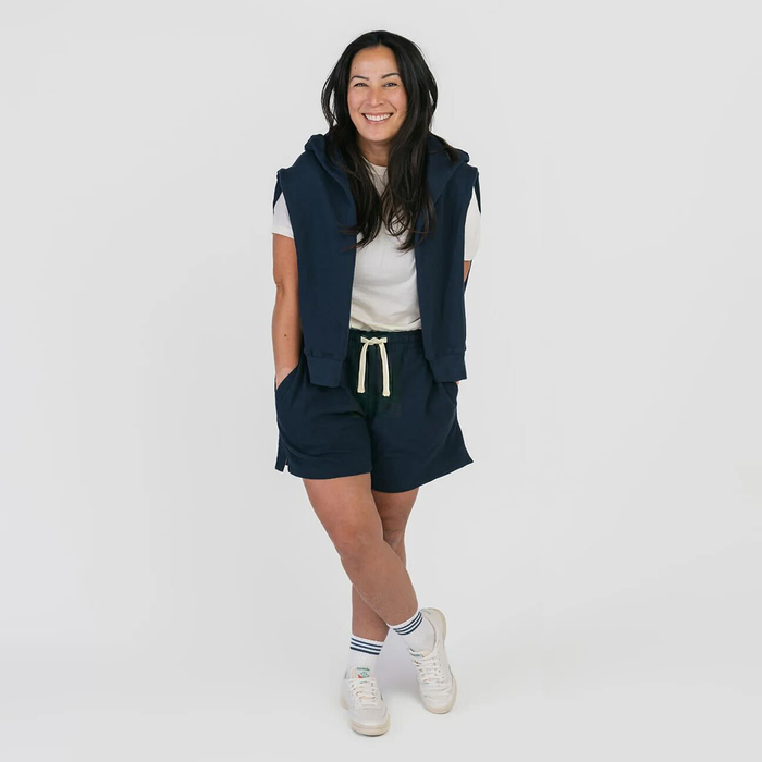 Mod Adult Shorts - 100% GOTS Certified Organic Cotton Shorts - Navy - Teens and Adults - Men and Women - Made in Canada - mini mioche