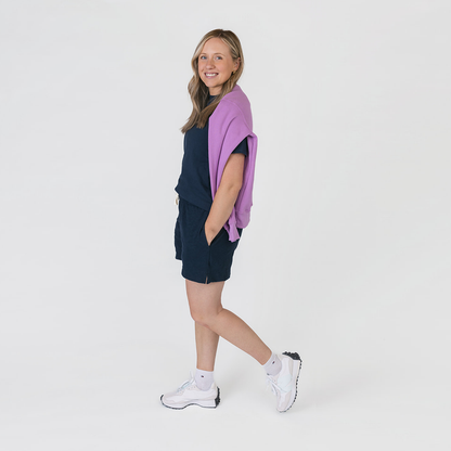 Mod Adult Shorts - 100% GOTS Certified Organic Cotton Shorts - Navy - Teens and Adults - Men and Women - Made in Canada - mini mioche