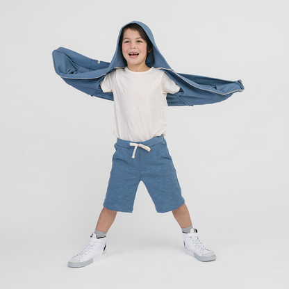 Mod Bermuda Shorts - 100% GOTS-Certified Organic Cotton Shorts - River - Toddlers and Kids and Teens - mini mioche