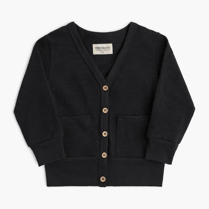 100% Organic Cotton Kids Cardigan - Mod Cardi - Black - Babies Toddlers and Kids - mini mioche