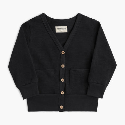 100% Organic Cotton Kids Cardigan - Mod Cardi - Black - Babies Toddlers and Kids - mini mioche