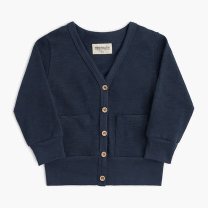 100% Organic Cotton Kids Cardigan - Mod Cardi - Navy - Babies Toddlers and Kids - mini mioche