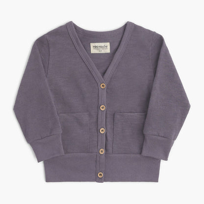 100% Organic Cotton Kids Cardigan - Mod Cardi - Vintage Plum - Babies Toddlers and Kids - mini mioche