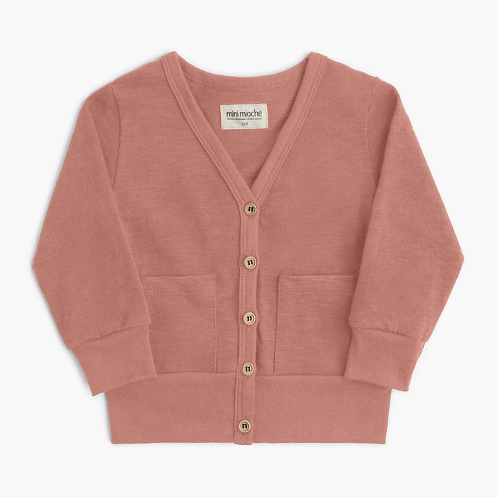 100% Organic Cotton Kids Cardigan - Mod Cardi - Clay - Babies Toddlers and Kids - mini mioche