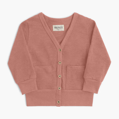100% Organic Cotton Kids Cardigan - Mod Cardi - Clay - Babies Toddlers and Kids - mini mioche
