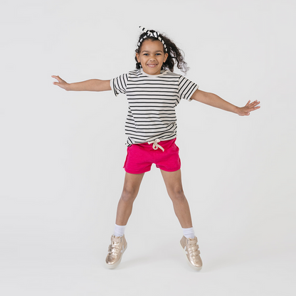 Mod Play Short - 100% GOTS-Certified Organic Cotton Shorts - Freesia - Made in Canada - Toddler and Kids and Teens - mini mioche