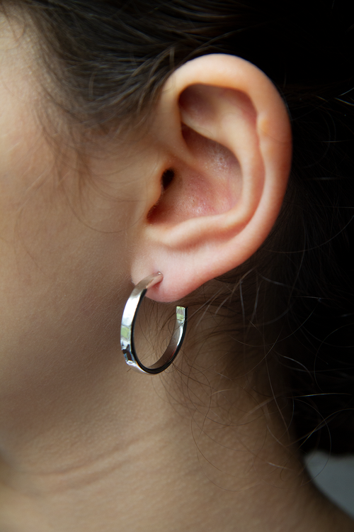 Perry Hammered Hoop, Silver