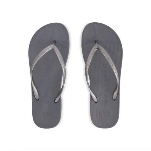 Playa Haven't the Foggiest beach flip flop waterproof sandal with toe pillow, arch support and toe post anchor in silver grey