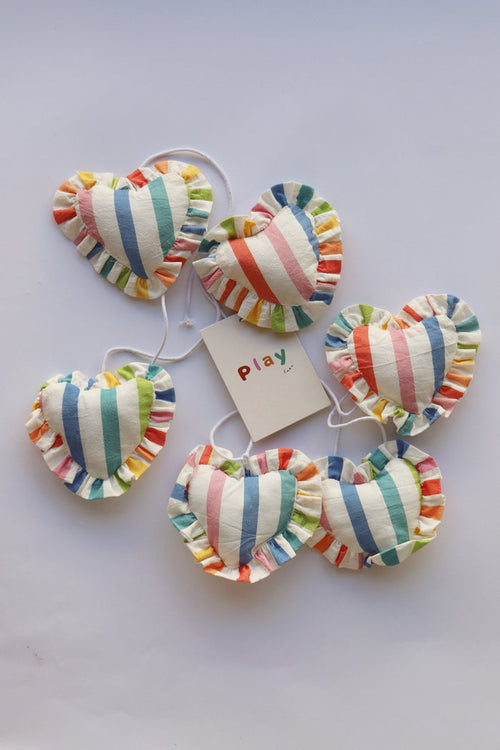 Playground Stripe Frill Heart Garland