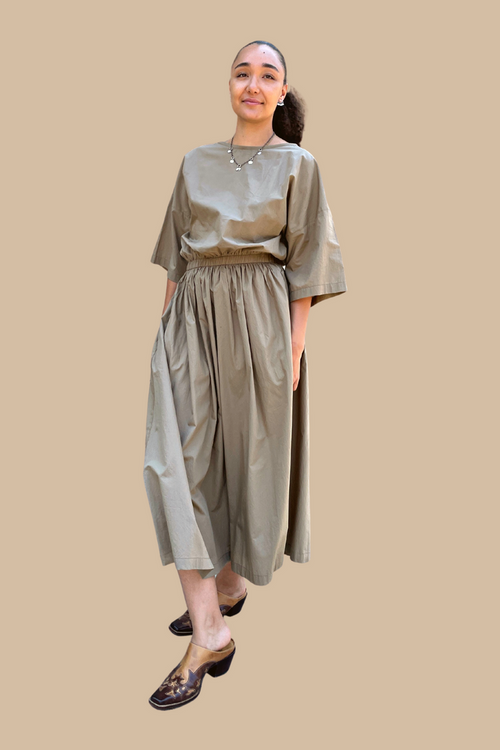 Pleated Dress, Clay