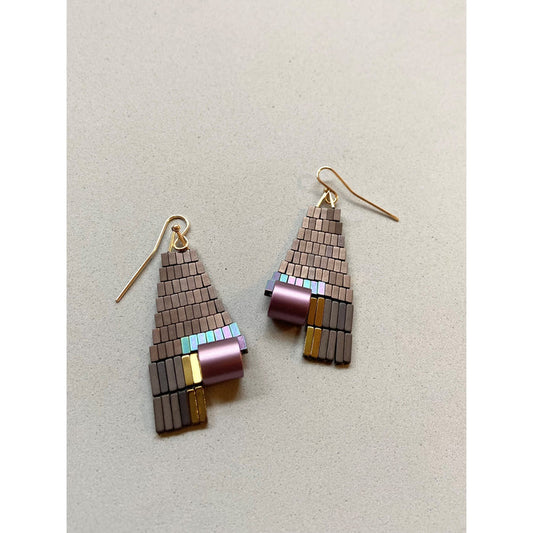 Plum Hematite Beaded Earrings