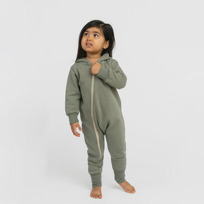 Plush Biker Romper - 100% Organic Cotton Baby and Kids Rompers - Thyme - Made in Canada - Babies Toddlers and Kids - mini mioche