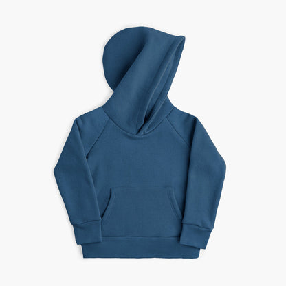 Plush Kanga Hoodie - 100% GOTS Certified Organic Cotton Fleece Hoodies - Cerulean- Toddlers Kids Tweens and Teens - Made in Canada - mini mioche