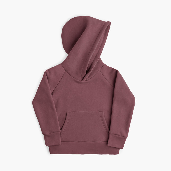 Plush Kanga Hoodie - 100% GOTS Certified Organic Cotton Fleece Hoodies - Pomegranate - Toddlers Kids Tweens and Teens - Made in Canada - mini mioche