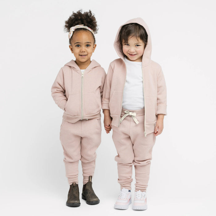 Plush Skinny Sweats - 100% GOTS-Certified Organic Cotton Fleece Sweatpants - Blossom - Toddler Kids Tweens and Teens - Made in Canada - mini mioche