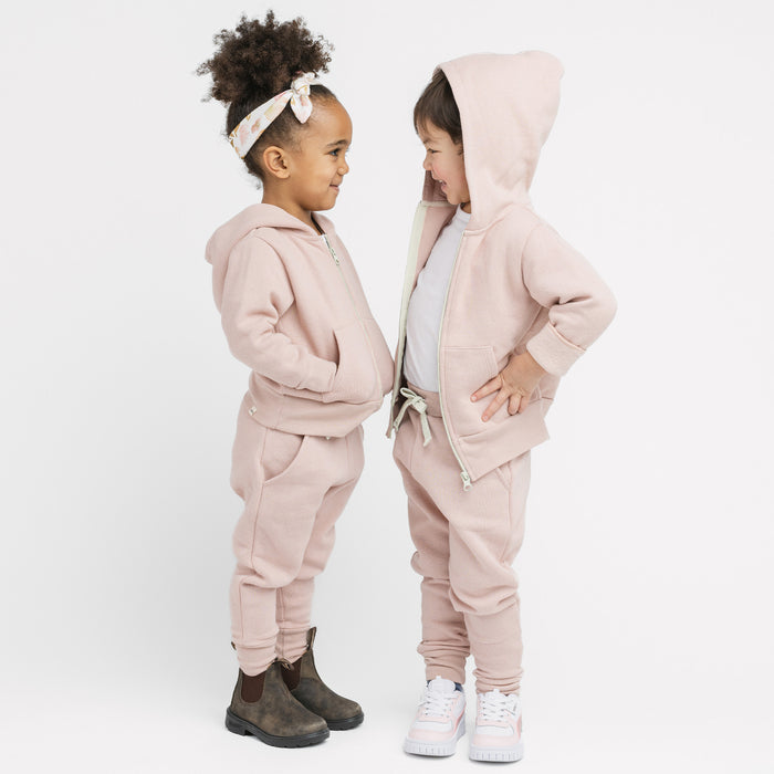 Plush Skinny Sweats - 100% GOTS-Certified Organic Cotton Fleece Sweatpants - Blossom - Toddler Kids Tweens and Teens - Made in Canada - mini mioche