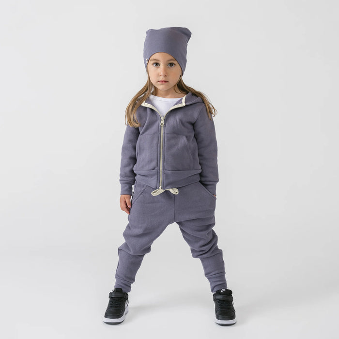 Plush Skinny Sweats - 100% GOTS-Certified Organic Cotton Fleece Sweatpants - Vintage Plum - Toddler Kids Tweens and Teens - Made in Canada - mini mioche