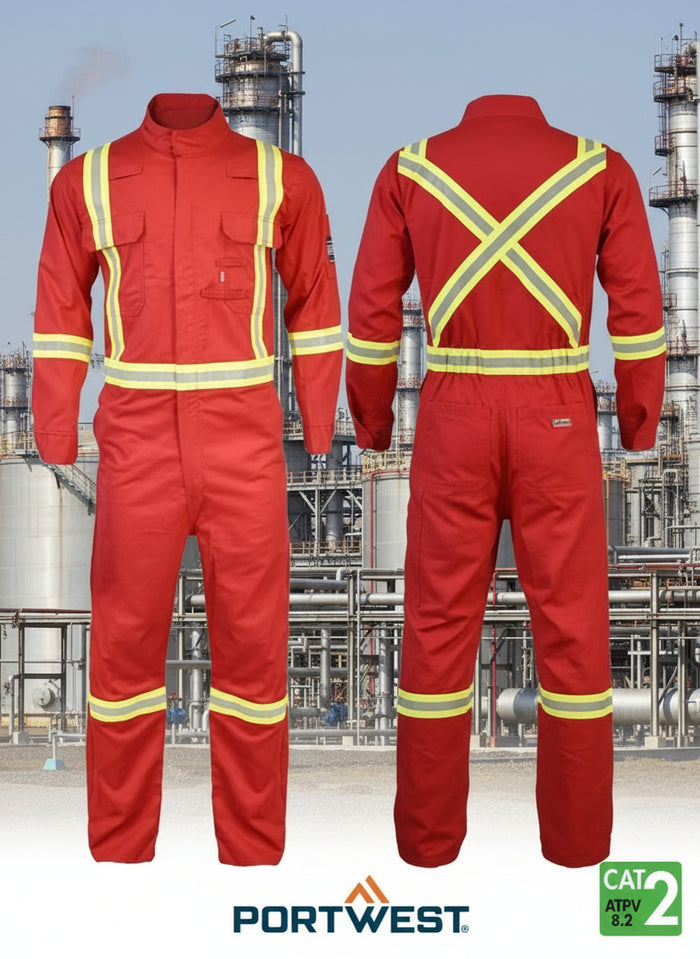 Portwest Bizflame Red 88/12 Iona 7oz Men's FR Coverall FR511RE