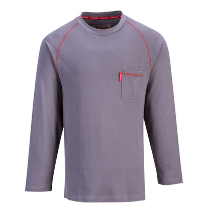 PORTWEST Crew Gray Long Sleeve FR T Shirt FR01