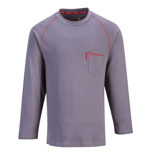 PORTWEST Crew Gray Long Sleeve FR T Shirt FR01