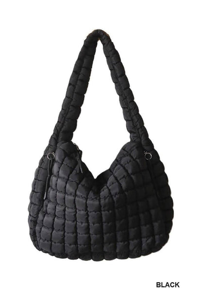 Premium Oversized Quilted Carryall Crossbody Bag: BLACK / 1 (ONE SIZE)