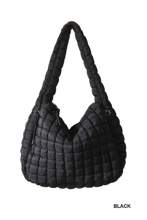 Premium Oversized Quilted Carryall Crossbody Bag: BLACK / 1 (ONE SIZE)