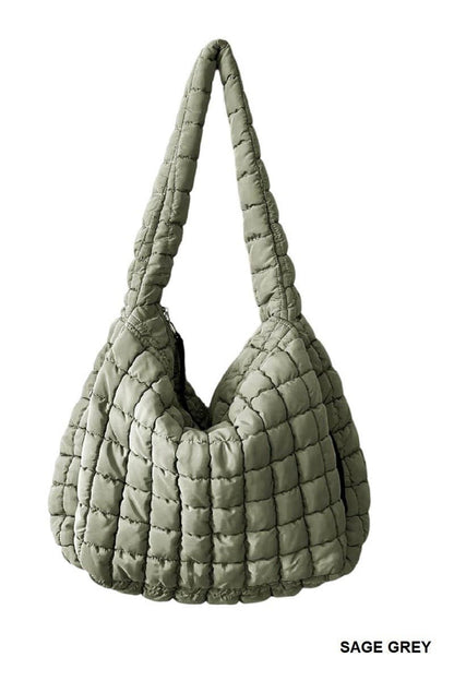 Premium Oversized Quilted Carryall Crossbody Bag: BLACK / 1 (ONE SIZE)