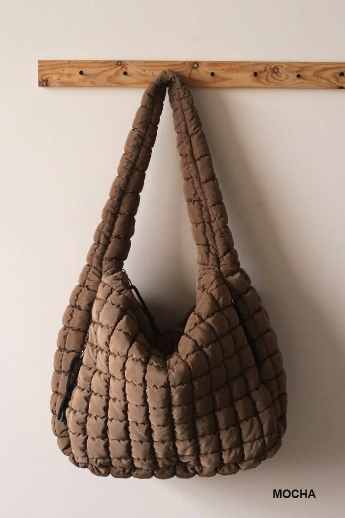Premium Oversized Quilted Carryall Crossbody Bag: MOCHA / 1 (ONE SIZE)